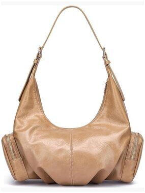 Vegan Leather Hobo Handbag with Adjustable Strap Crossbody Purse